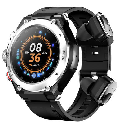 อัพเกรดวิถีชีวิตที่คล่องตัวของคุณด้วย TWS Smart Watch หูฟังไร้สายและเครื่องติดตามความฟิตเนส Rainbuvvy T96 สีเงิน