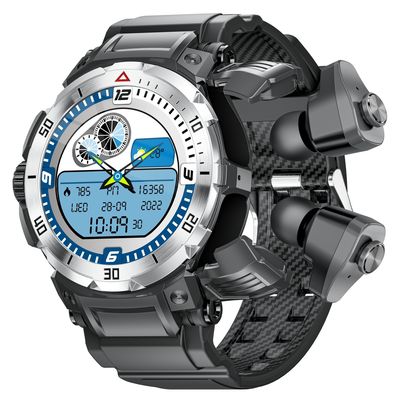 หน้าจอสัมผัสเต็ม TWS Smart Watch กระจกกันระเบิด IP67 น้ํา ฟิตเนสวอช