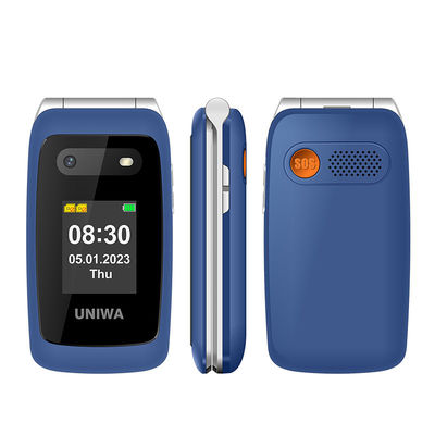 เร็ว กด Flip ผู้สูงอายุ โทรศัพท์มือถือ 1450mAh UNIWA V202T สีฟ้า น้ําหนักเบา