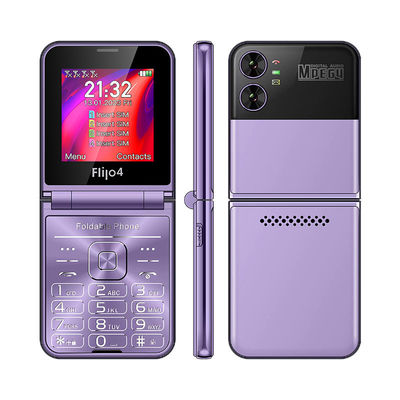ผู้สูงอายุ F265 2.55''4 ซิมการ์ด Flip Button โทรศัพท์ 1400mAh กล้อง Bluetooth FM Radio 2G