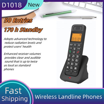 D1018 โทรศัพท์ไร้สายแบบตั้งโต๊ะ LCD รังสีต่ำ พร้อมฟังก์ชันโทรแบบแฮนด์ฟรีสำหรับสำนักงานหรือบ้าน ความสูงประมาณ 21 ซม. / 8.27 นิ้ว