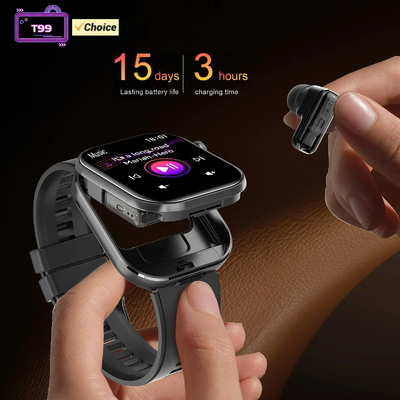 ราคาดี T99 TWS ชมาร์ทวอทช์ หูฟังไร้สาย BT5.0 โทรศัพท์ Bluetooth IP67 กันน้ํา 300mAh ออนไลน์